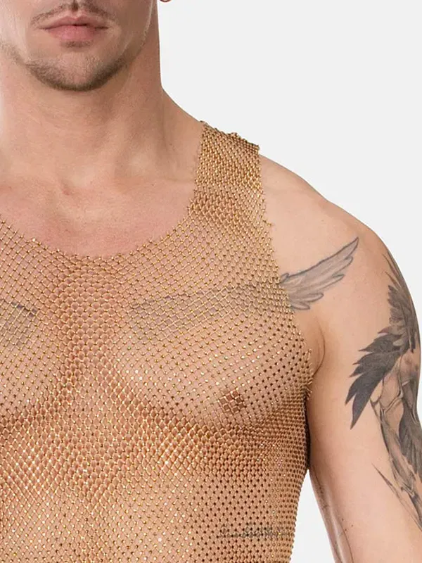 Camiseta de tirantes con strass brillante Blitzy Sand