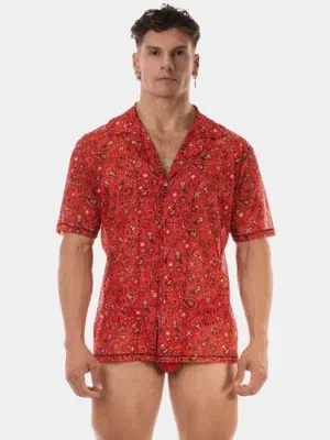 Camisa Barcode Berlin Paisley Roja