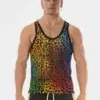 Camiseta de Tirantes Estampado leopardo arcoiris