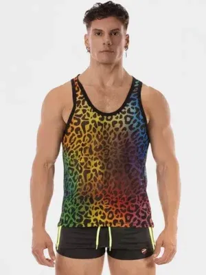 Camiseta de Tirantes Estampado leopardo arcoiris