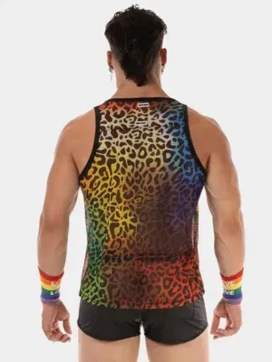 Camiseta de Tirantes Estampado leopardo arcoiris