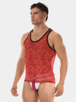 Camiseta de tirantes Barcode Berlin Paisley Roja