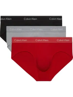pack 3 slips calvin klein icon 0FD rojo gris negro cinturilla logo