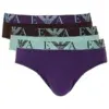 Pack 3 Slips Emporio Armani Bold Monogram morado azul y marron