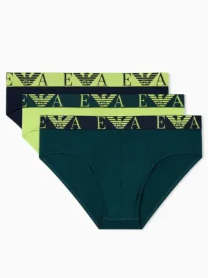 Pack 3 Slips Emporio Armani Bold Monogram Verde