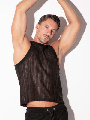 Camisa Tirantes Code 22 Oasis de Jacquard Calado Negro