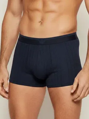 Boxer hombre azul marino canalé con cintura tonal águila centrada