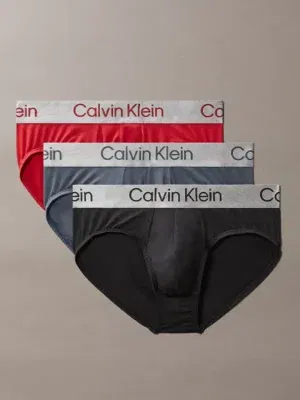 Pack 3 Slips Calvin Klein Microfibra 0GU Negro/Gris/Rojo