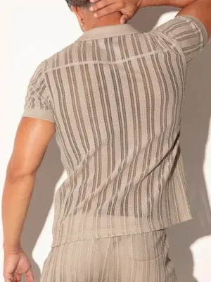 Polo Oasis de jacquard calado latte