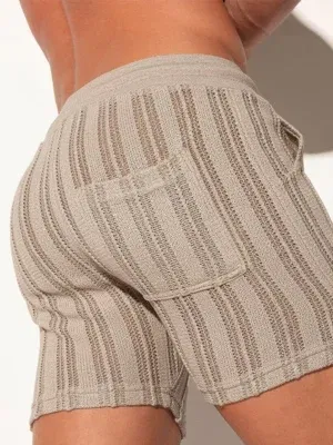 Pantalón corto Oasis de jacquard calado latte