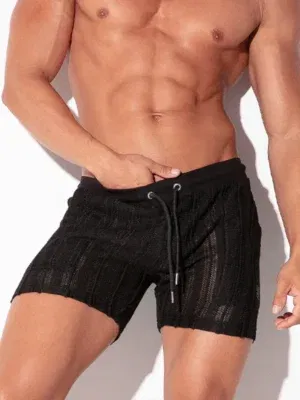 Pantalón corto Oasis de jacquard calado negro