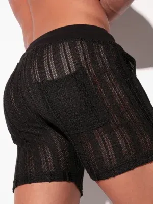 Pantalón corto Oasis de jacquard calado negro