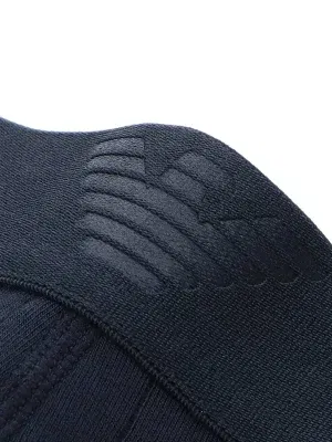 Slip hombre azul marino canalé con cintura tonal águila centrada