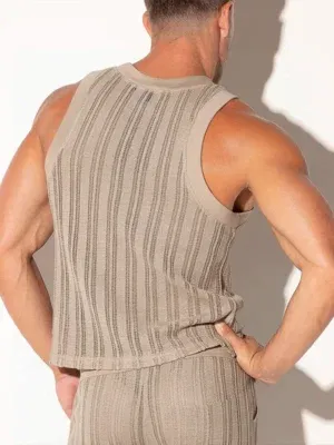 Camiseta de tirantes de punto Code 22 Jacquard Latte