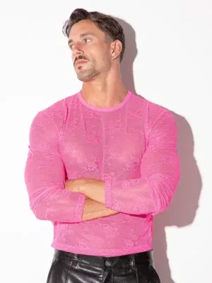 Camiseta encaje manga larga Code 22 rosa