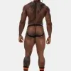suspensorio hombre negro naranja mesh cintura negra