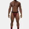 suspensorio hombre rojo negro mesh cintura negra