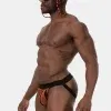 suspensorio hombre negro naranja mesh cintura negra