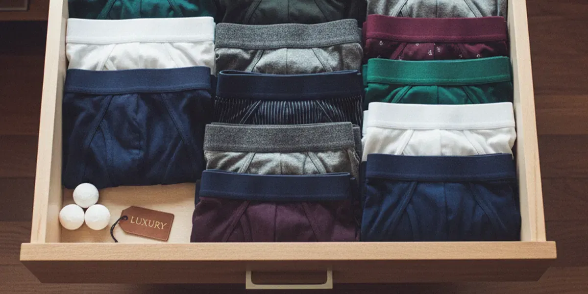 Cajón de ropa interior de hombre organizado por tipos