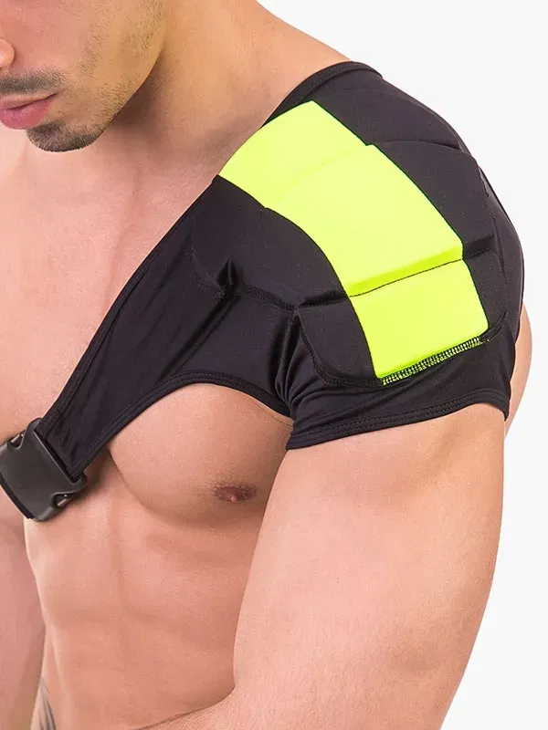 arnés de hombro Barcode Berlin Disco negro con hombrera verde neón vista frontal