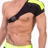 arnés de hombro Barcode Berlin Disco negro con hombrera verde neón vista frontal