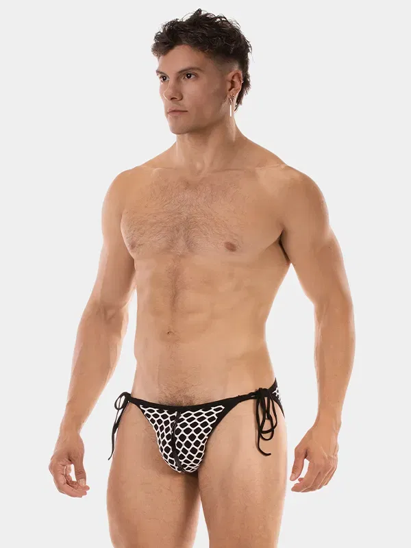 Slip Hombre con lazos Barcode Berlin Roso Negro