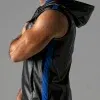 chaleco con capucha efecto cuero Locker Gear negro azul