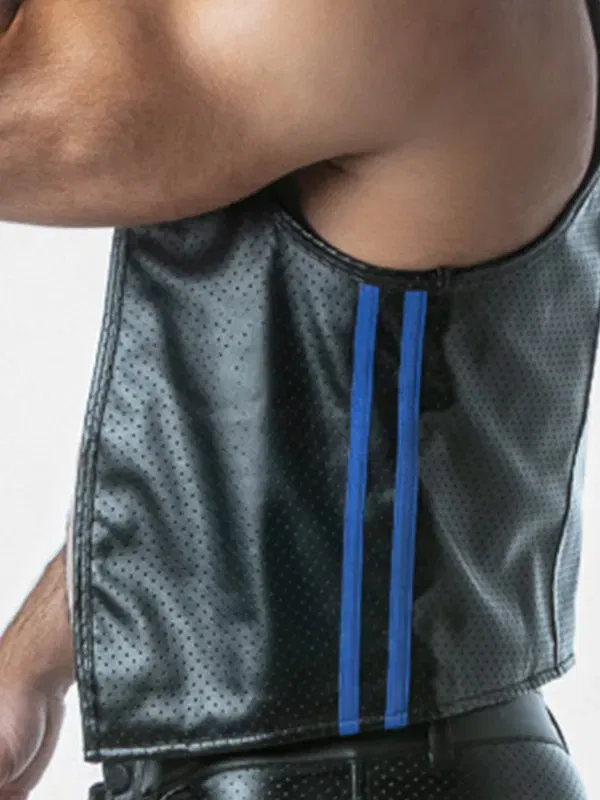 Chaleco Locker Gear Leatherette Negro Azul - Imagen 5