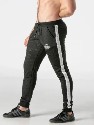 Jogger mesh hombre negro blanco con cremallera | Locker Gear