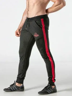 Jogger mesh hombre negro rojo con cremallera | Locker Gear