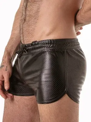 Short de cuero para hombre Leatherette negro Locker Gear
