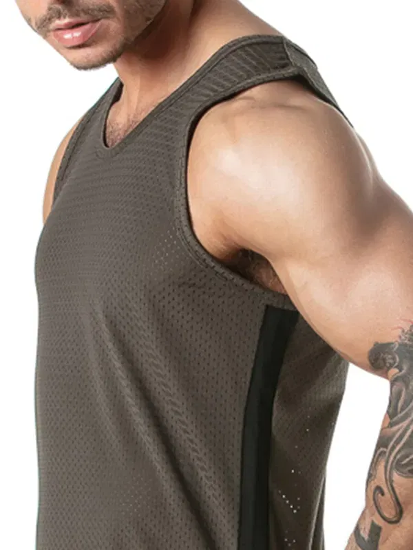 Camiseta de Tirantes Locker Gear Sweat It Khaki – Mesh Deportiva Hombre Locker Gear