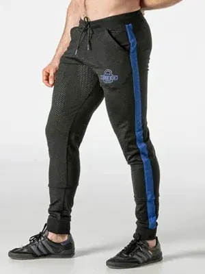 Jogger mesh hombre negro azul con cremallera | Locker Gear