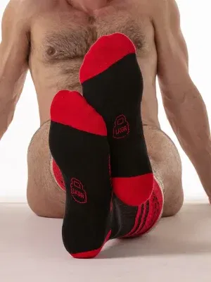 calcetines locker gear command socks negro rojo largos fetish suela reforzada