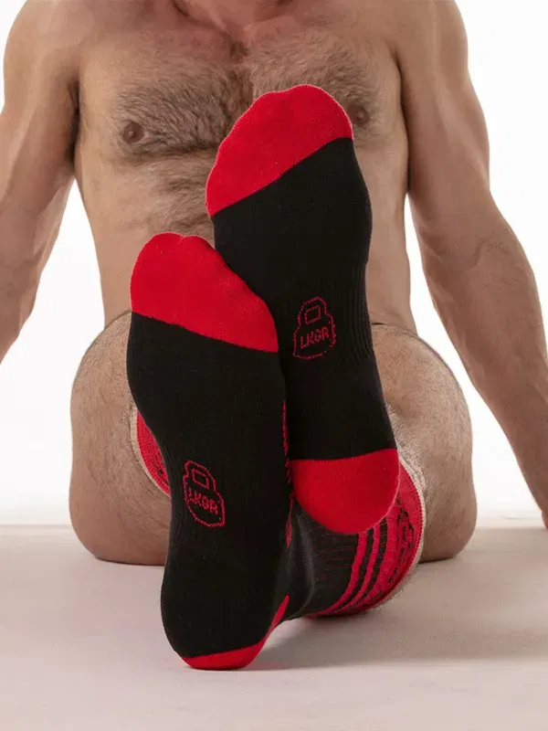 calcetines locker gear command socks negro rojo largos fetish suela reforzada