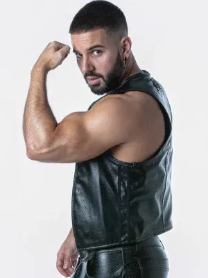 Chaleco cuero sintético negro fetish bar Locker Gear