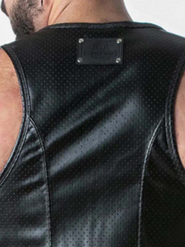 Chaleco sintético negro verde Leatherette – Locker Gear