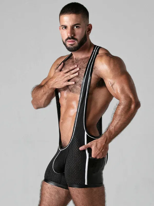 Singlet fetish hombre Look At It negro blanco Locker Gear