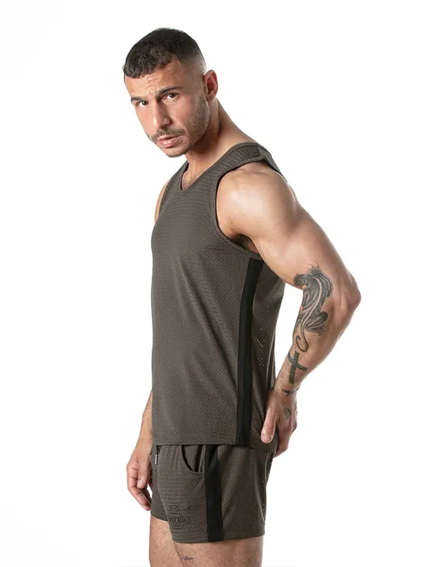 Camiseta de Tirantes Locker Gear Sweat It Khaki – Mesh Deportiva Hombre Locker Gear
