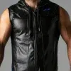 chaleco con capucha efecto cuero Locker Gear negro azul