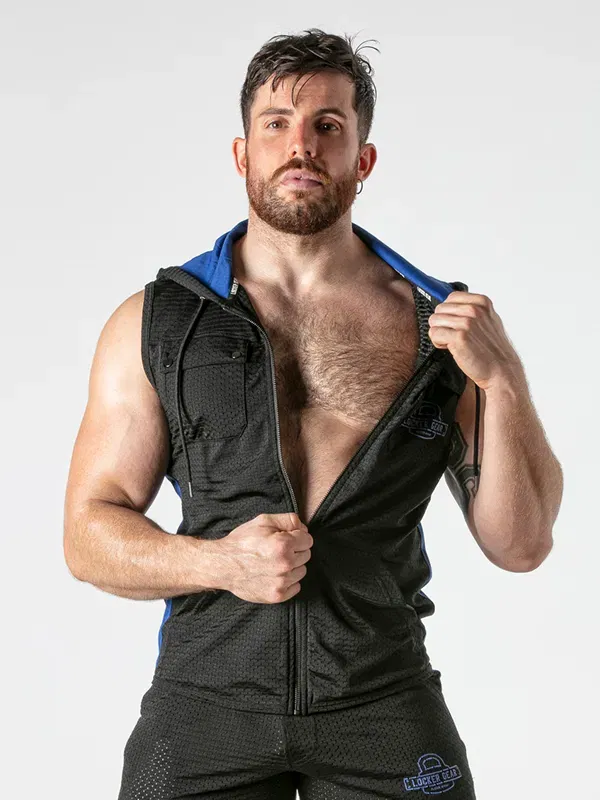 Chaleco con capucha mesh Negro Azul Locker Gear