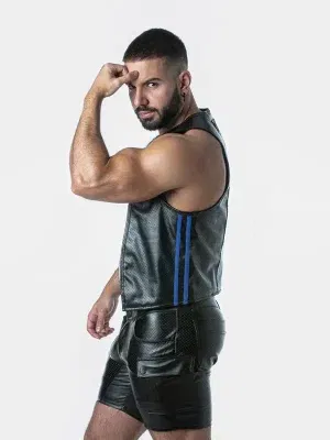 Chaleco Locker Gear Leatherette  Negro Azul