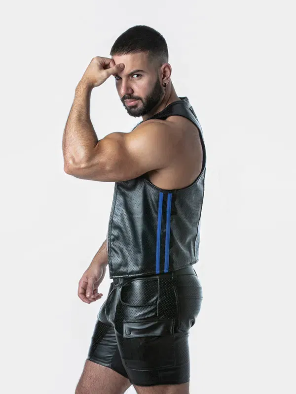Chaleco Locker Gear Leatherette Negro Azul