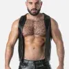 Chaleco cuero sintético negro fetish bar Locker Gear