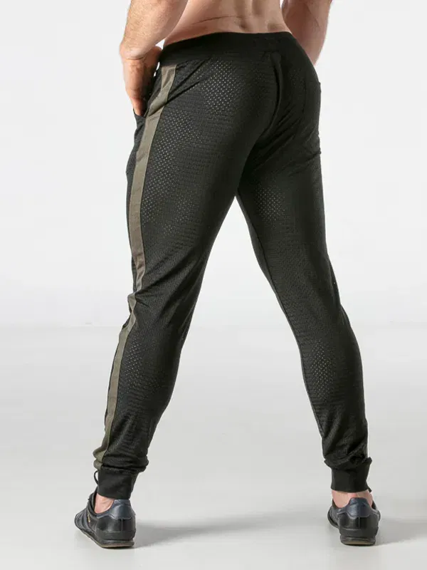 Jogger mesh hombre negro khaki con cremallera | Locker Gear