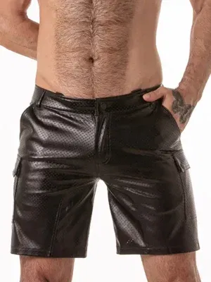 Short cuero sintético hombre Cargo Leatherette Negro Locker Gear