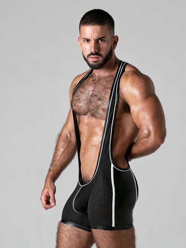 Singlet fetish hombre Look At It negro blanco Locker Gear