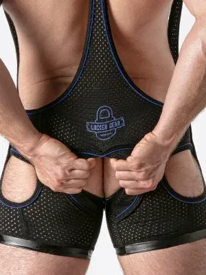 Singlet fetish hombre Watch It azul rejilla – Locker Gear