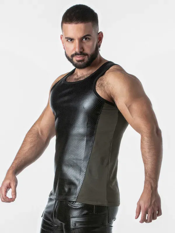 Camiseta de Tirantes Locker Gear Leatherette Negro Khaki