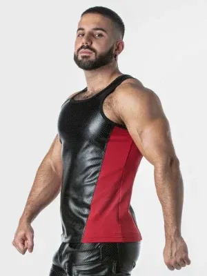 Camiseta de Tirantes Locker Gear Leatherette Negro Rojo